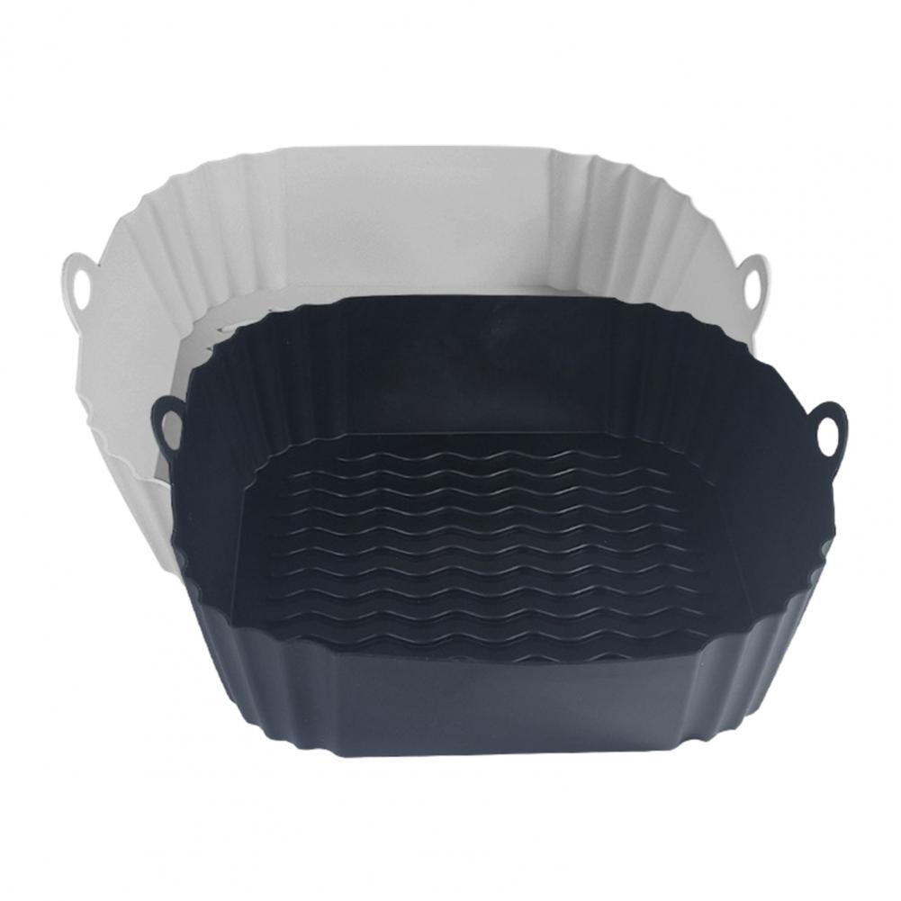 Reusable Fryer Basket 8-inch Round Silicone Fryer Liner with Dual Handles Non-stick Heat Resistant Baking Tray Reusable