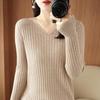 Women Autumn Winter Sweaters  V-neck Cashmere Sweater Elegant Knitted Pullover Tops