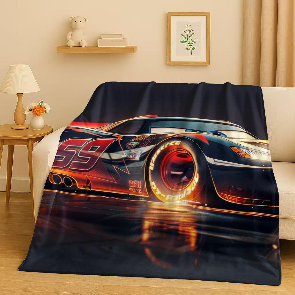 Sanrio Cartoon Cars Lightning McQueen Christmas Gift Flannel Blanket,Ultra Soft Plush Throw for Home Bedroom Bed Sofa Cover Kids