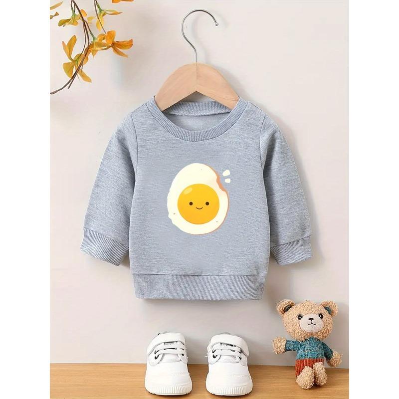 European sizes A Cozy And Straightforward Round-Neck Sweatshirt Featuring a Cute Cartoon Design, Perfect for Kids Aged 0 to 3 Years