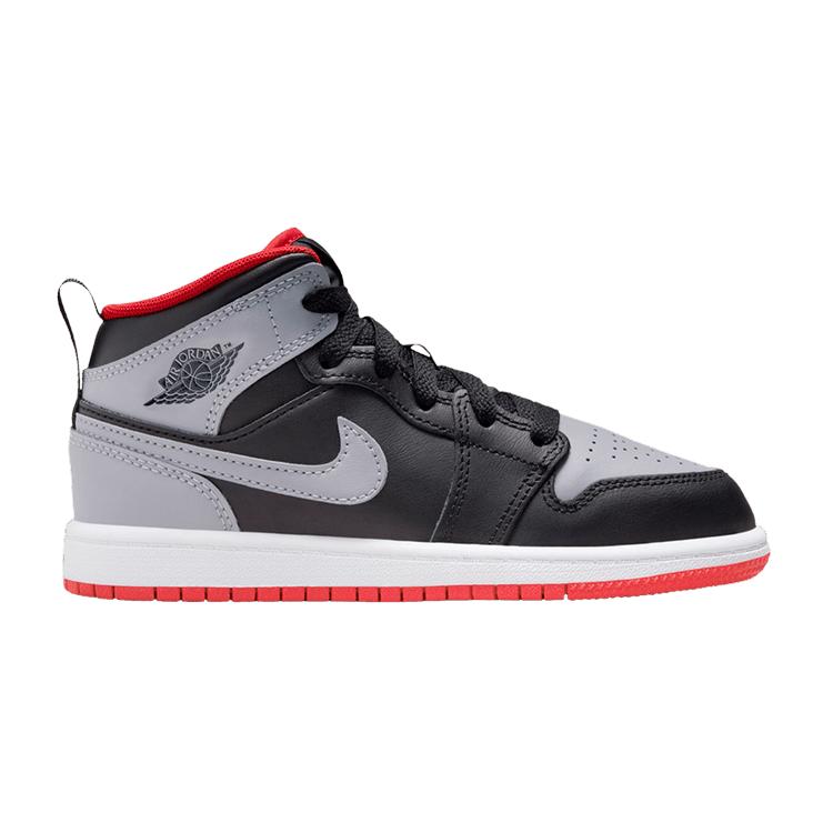 

Детские кроссовки Air Jordan 1 Mid PS Bred Shadow Black Fire-Red White DQ8424-006