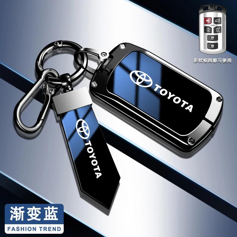 

6 Button Car Key Case Cover Shell Holder For Toyota Sienna Se Tacom 2015 - 2020 Zinc Alloy Leather Protector Keychain Accessory