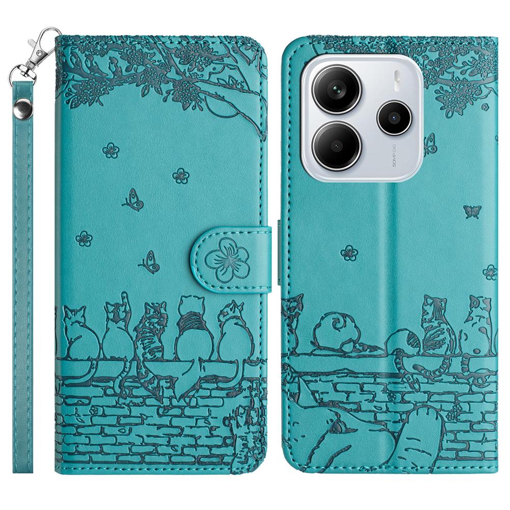 

Для Xiaomi Redmi Note 14 4G (163,25 мм) Чохол з ремінцем на зап ястя Шкіряний чохол для телефону Візерунок Настінні коти C