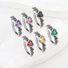 Xiaomi BF CLUB Silver Color Rings for Women Fashion Geometric Handmade Irregular Red Green Yellow Stone Ring Party Christmas Gift