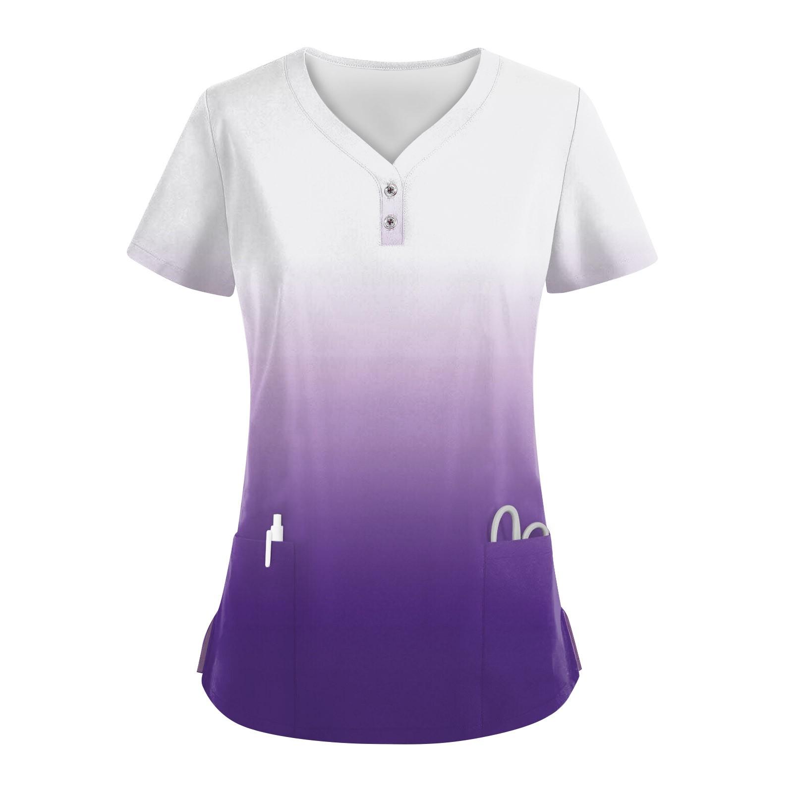 

Женские модные повседневные топы с V-образным вырезом и градиентным принтом, топы для кормящих мам, топы-халаты для женщин, 2 кармана XXL фиолетовый