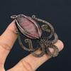 Natural Octopus Rhodonite Gemstone Copper Wire Wrap Gift Pendant 3.35" K6g65