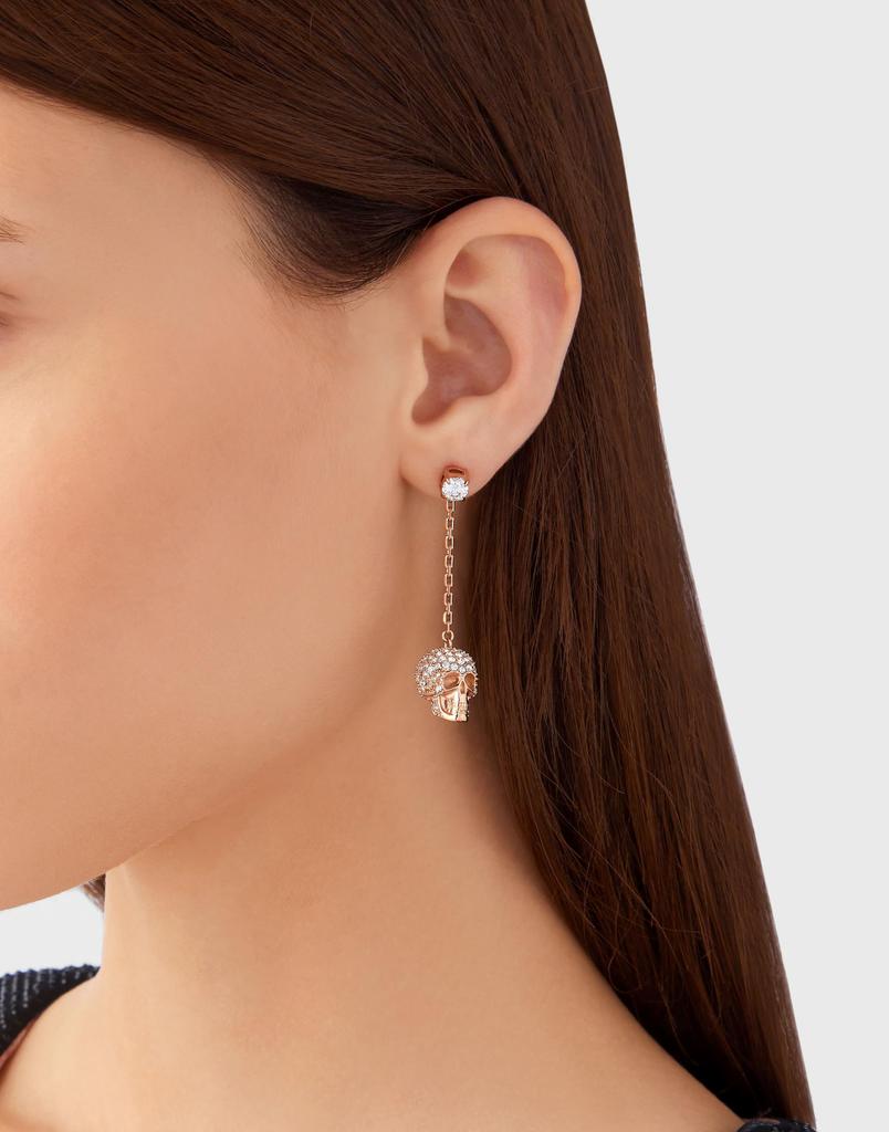 PLEIN Accessories Earrings Philipp Plein Jewelry SLIDING SKULL PJ3EA05EU SLIDING SKULL IP Rose Gold Crystal Drop Earrings Rose Gold Stainless Steel