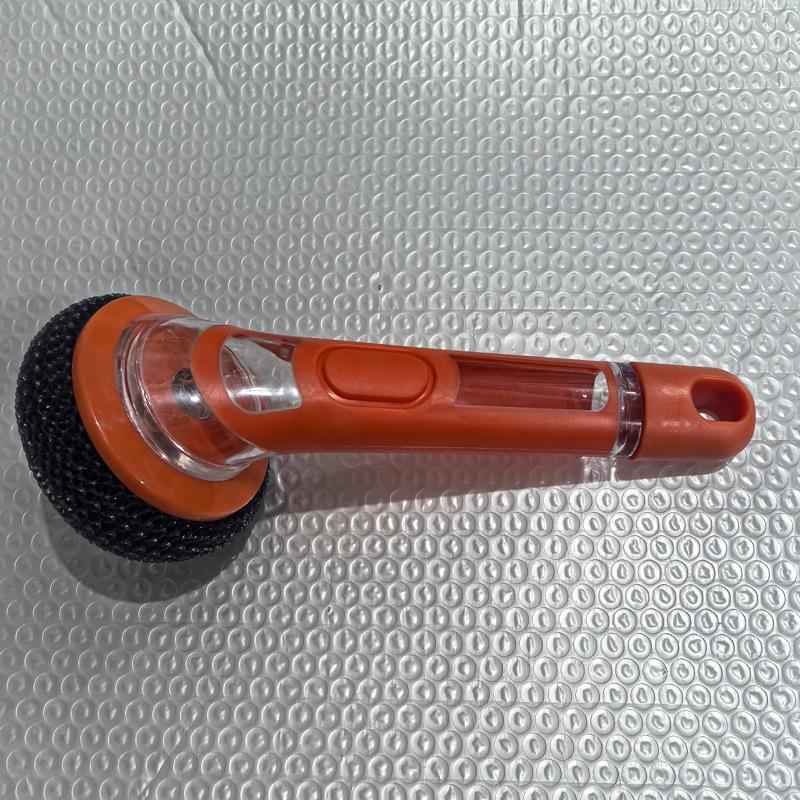 Automatic Liquid-Dispensing Long Handle Kitchen Cleaning Brush with Steel Wool