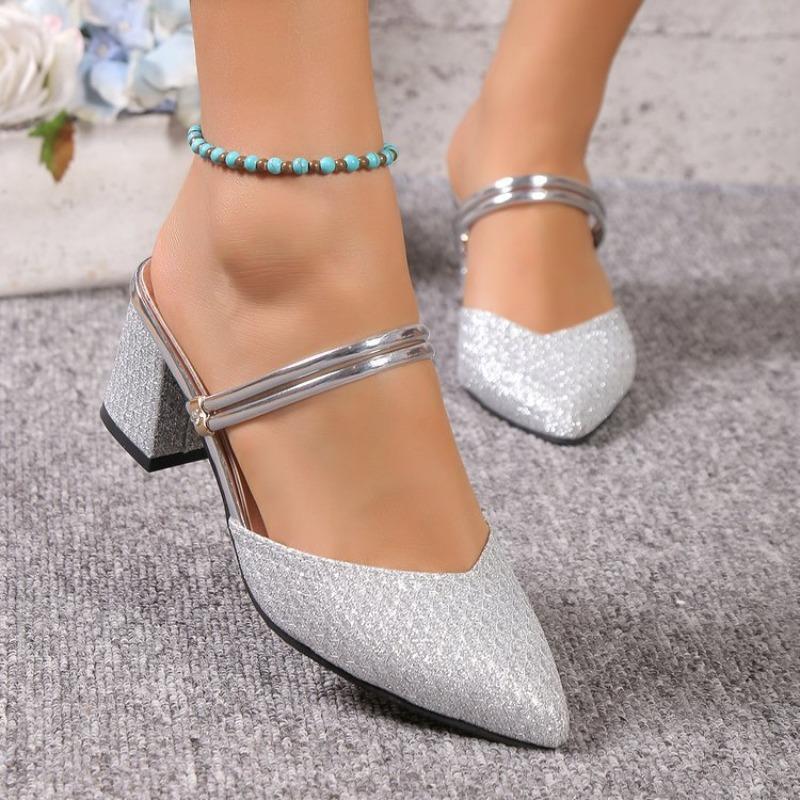 Fashion Low Heels Sandals Woman Summer Shallow High Heels Women Fashion Designer Sandals Luxury Shoes for Women Wedding Party Shoes