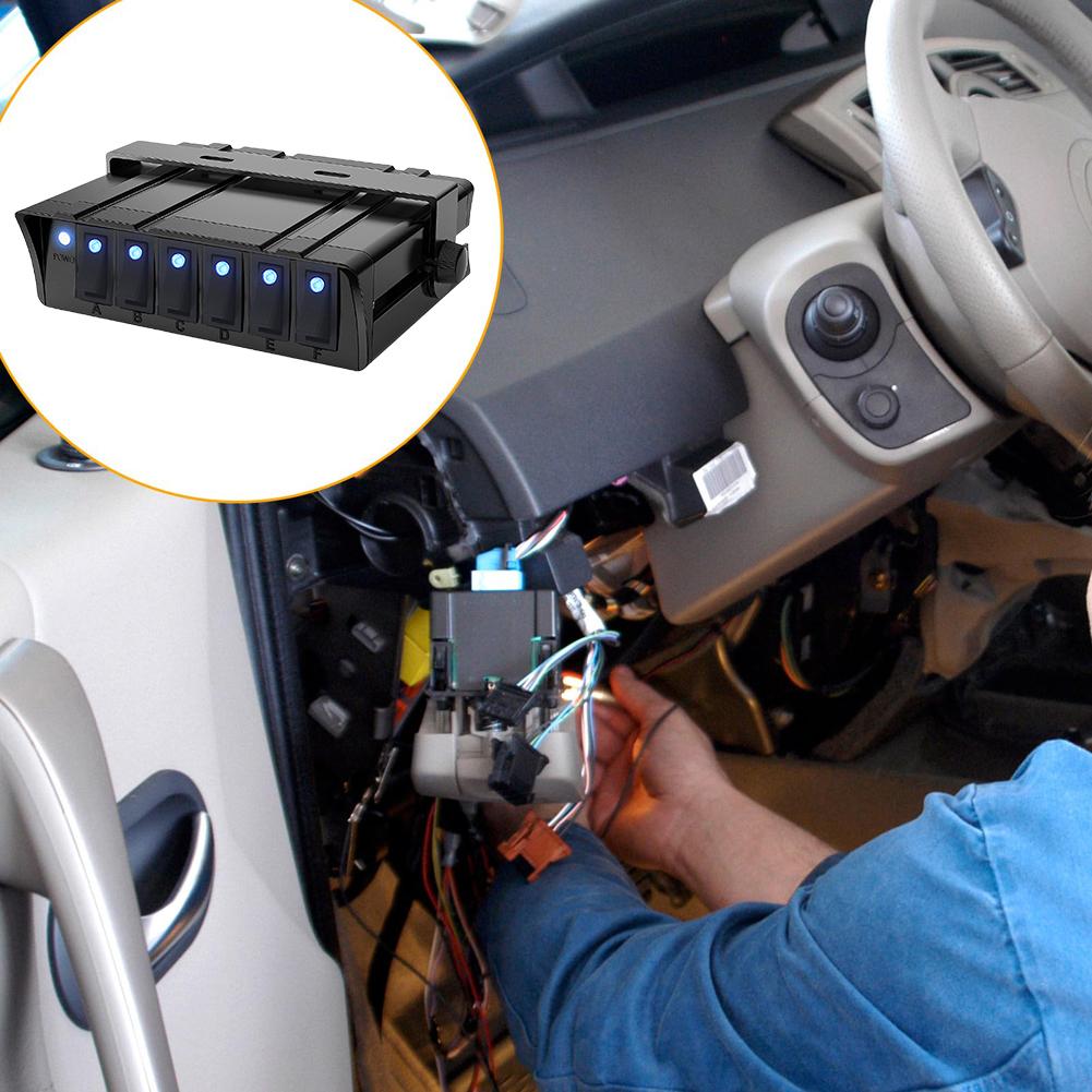 Switch Box Rocker with LED Light Indicator 40A 12V Car Switch Panel ON OFF 6 Gang Buttons for Boat Truck Trailer Caravan Marine