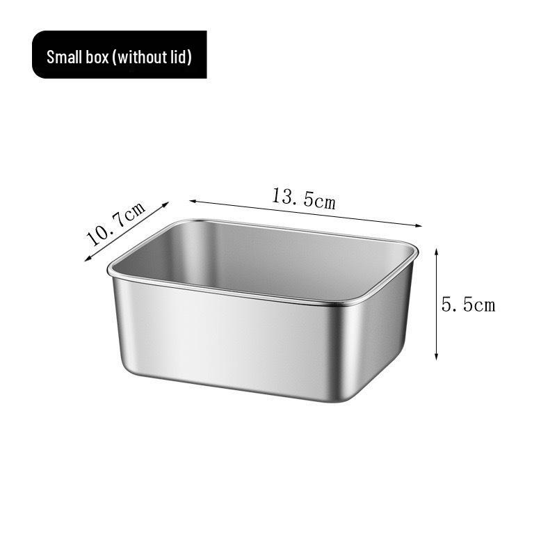 

Rectangular Stainless Steel Fresh-keeping Box with Lid for Home and Commercial Use - Ideal for Refrigerator Storage, Meal Prep, and Cafeterias.
