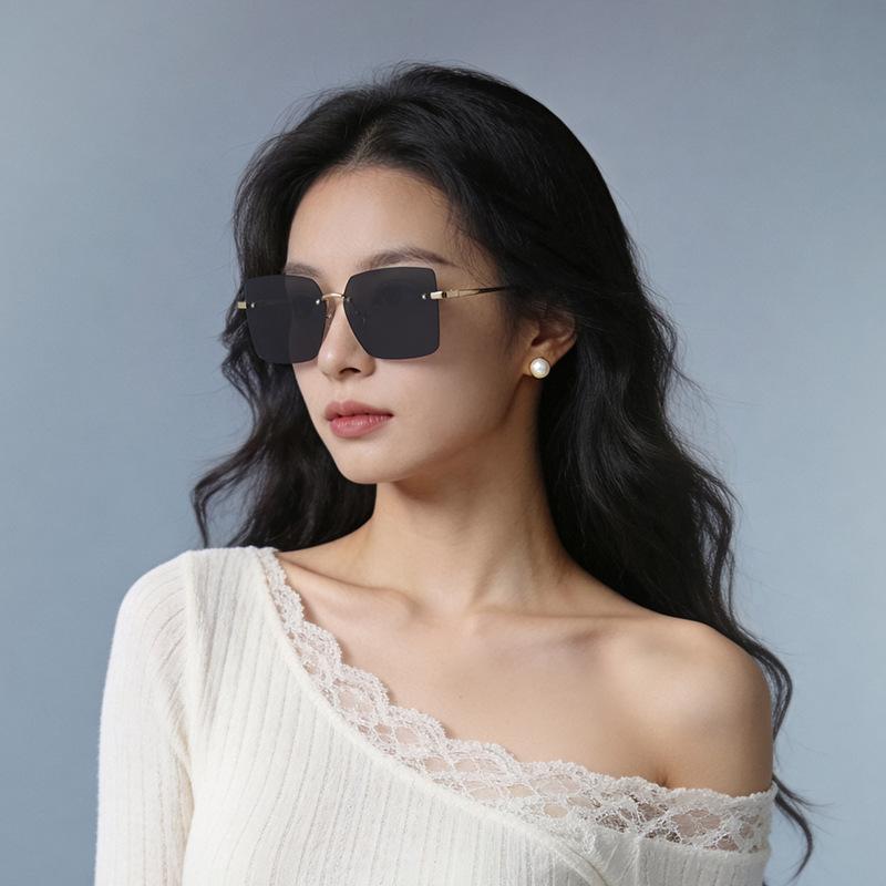 

New Premium Ladies Rimless Sunglasses Metal Frame Fashion UV Protection Eyewear 7