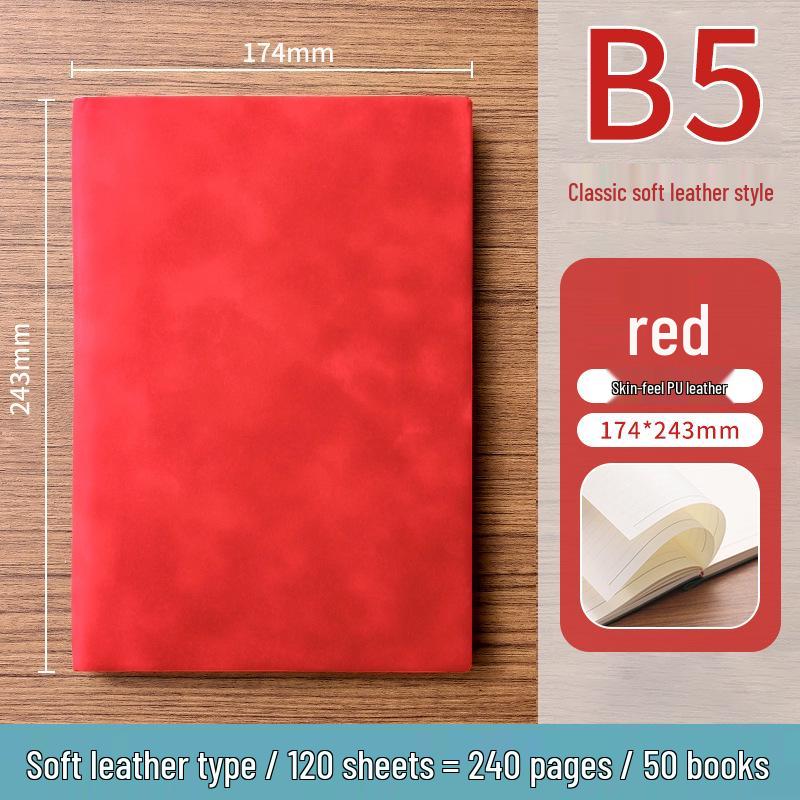A5 Soft Leather Suede Notebook with Custom Logo - Simple B5 Business Meeting Journal, Large Thick Diary