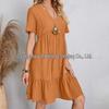 2026 Summer Women's Casual Short Sleeve Belted Flowy Dress