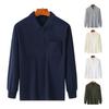 Herbst Frühling Herren Hemd Umlegekragen Geknöpfte Brusttasche Elastische Manschette Verdickter einfarbiger Pullover Lockeres lässiges Oberteil im Business-Stil