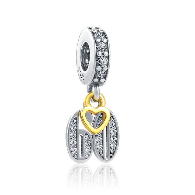 925 Silber Europa Alles Gute zum Geburtstag Luftballon Charm Perlenkette Digitaler Anhänger Damen Schmuck Geschenk Fit Original Armband