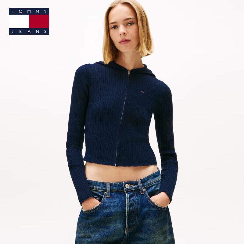 TOMMY JEANS Women's Cable Knit Hooded Cardigan