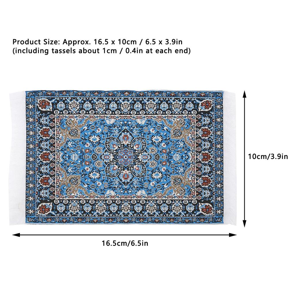 Vintage woven miniature Turkish carpet with floral print for dollhouses