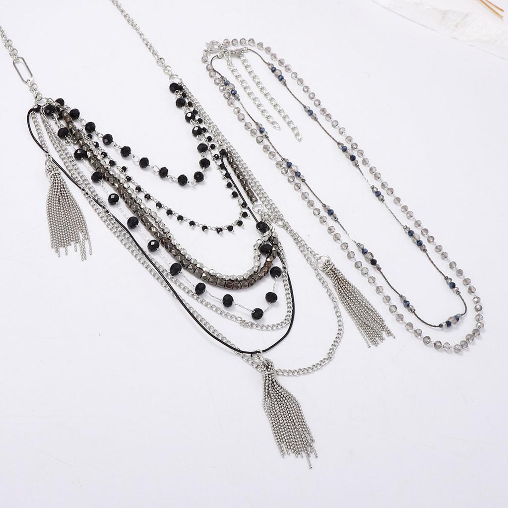 European and American Light Luxury Exquisite Exaggerated Multi-strand Rope Waterfall Tassel Pendant Multi-layer Necklace Sweater Chain Women