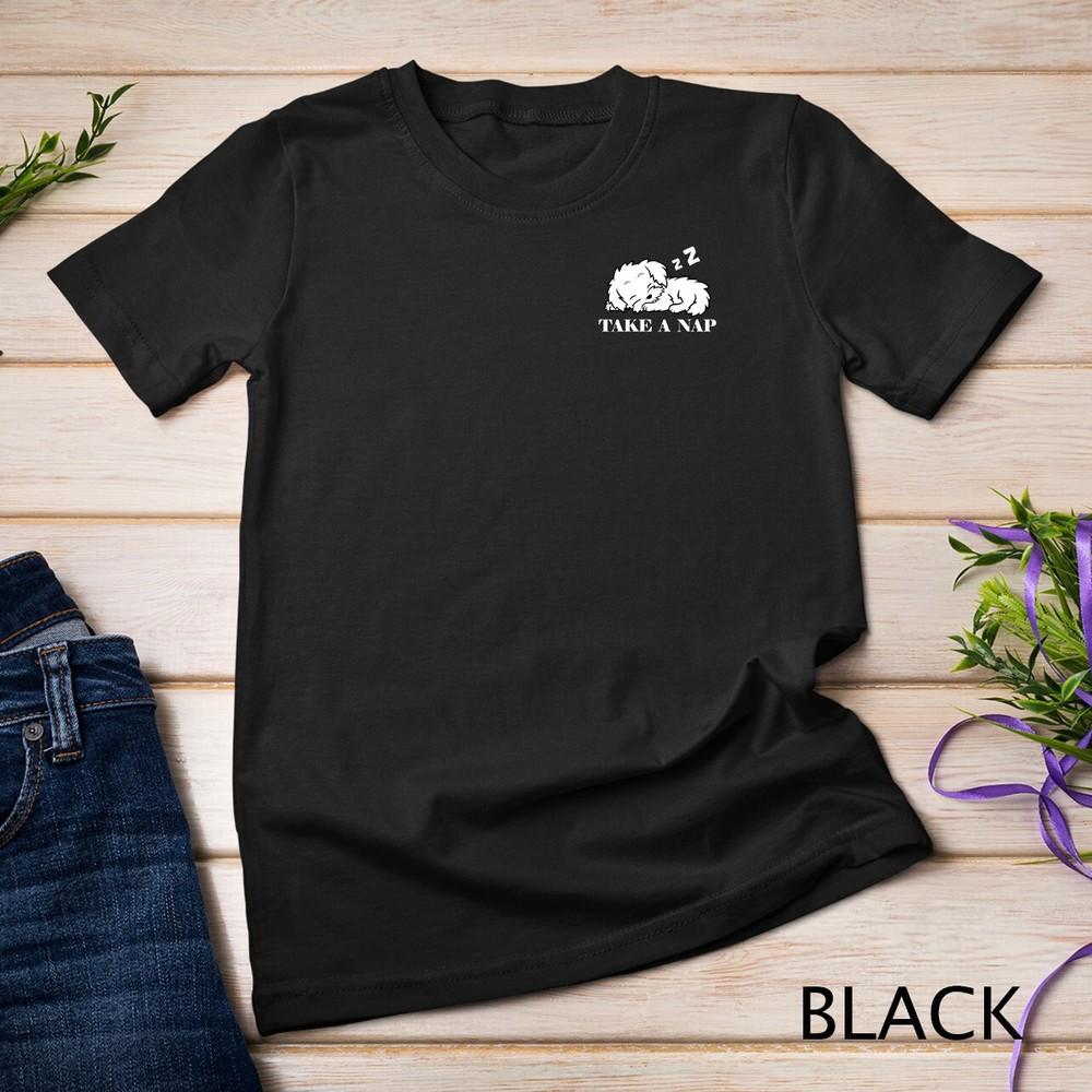 Sleeping Maltese Dog Cute Sleeping Maltese Dog Pajama T-Shirt Unisex T-shirt 4XL