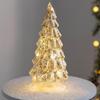 Pour Figurine Arbre de Noël en Verre Ornement d'Arbre de Table avec Lumières LED Décoration de Fête Arbre Cône Lumineux pour Maison Bureau Fête