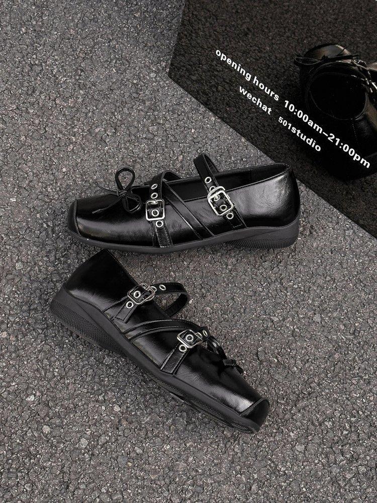 Mary Jane silver bow small single shoes women's 2025 new skirt French light mouth flat ballet shoes single shoes