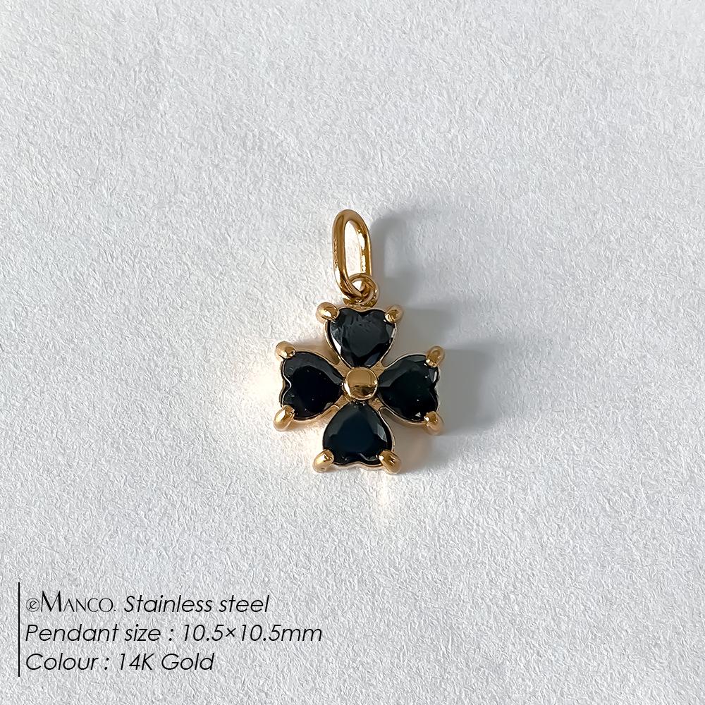 eManco 14K Gold Plated Stainless Steel Clover Pendant with Colorful Zircon for DIY Earring or Necklace