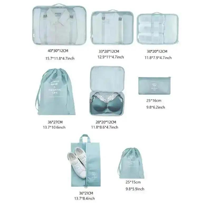 8Pc Foldable Waterproof Storage Bag Three-dimensional Travel Storage Bag Bundle Pocket Home Large Capacity Clothing Storage Bags