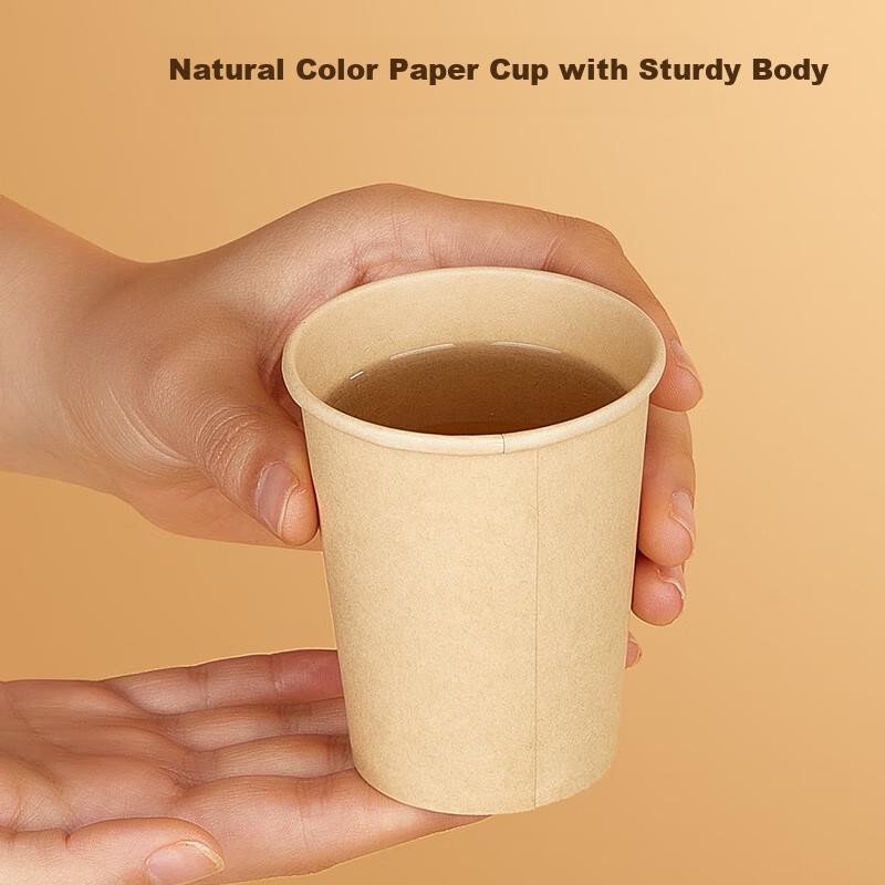 YOUAO Disposable Paper Cups, 228ml*100 Pieces, Thickened, Natural Color, Commercial And Home Use, Office Supplies, No Additives, Food Grade