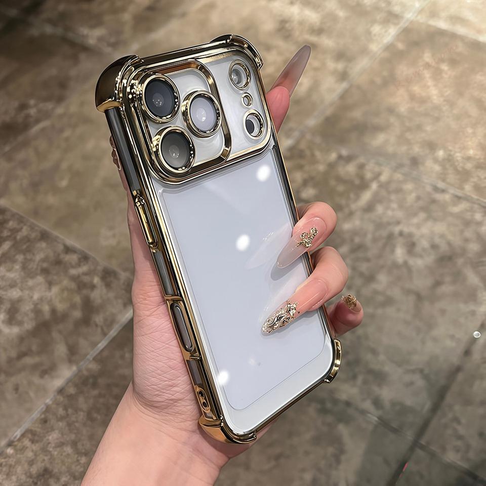 Shockproof Phone Case For For Iphone 1 14 13 11 12 16 17 Air Pro Max 14 1 Plus 16Pro 17Pro Silicone Clear Plating Protector Cover