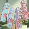 1PC Candy Cane Bow Festive Print 750ml Color Plastic Sports Water Bottle Leakproof Flip Straw Lid Suitable for Sports Office Home Use