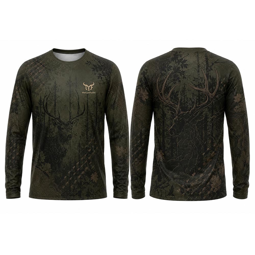 2026 New Outdoor Hunting Long Sleeve T-shirt Camo Compound Bow Graphic Camping Hiking Tops Lightweight Quick Dry Tees Men's Gift