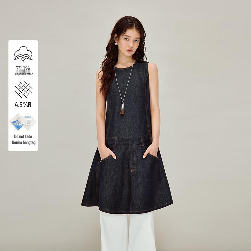 

INMAN Women s Retro Denim A-Line Dress L