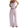 Summer Camisole Crop Top Long Pants Casual Wide Leg Pants Lazy Style Set For Women
