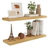 2Pcs/Set Wooden Floating Shelves Wall Mounted Storage Display Shelves Rustic Floating Wall Shelves for Bathroom Bedroom Living Room Kitchen Decor