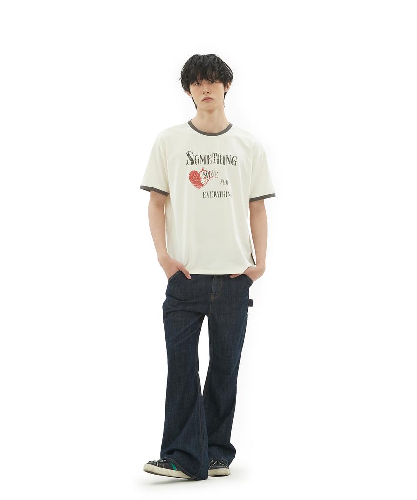 Depeugameoncheu Something Heart Ringer T-Shirts [Ivory]