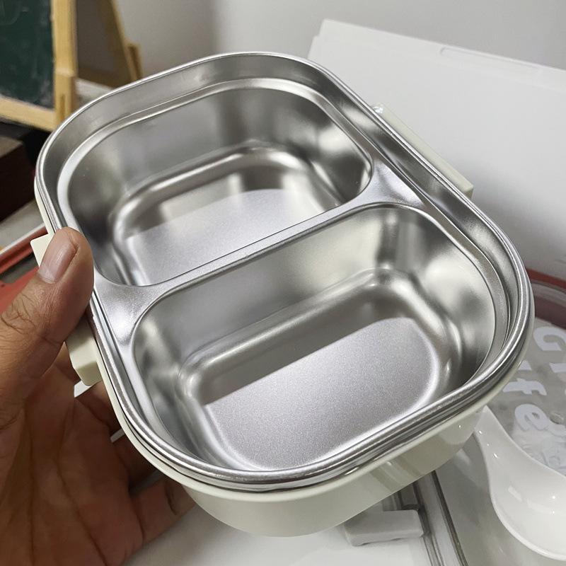 Stainless Steel Lunch Box Korean Style 2 Compartment Bento Box Metal Food Container for Kids Adults