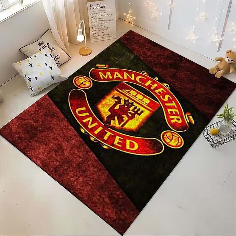 Manchester United Logo Carpet, Red and Black Soccer Fan Rug Decor Suitable for use as an anti-slip for living room bedroom sofas