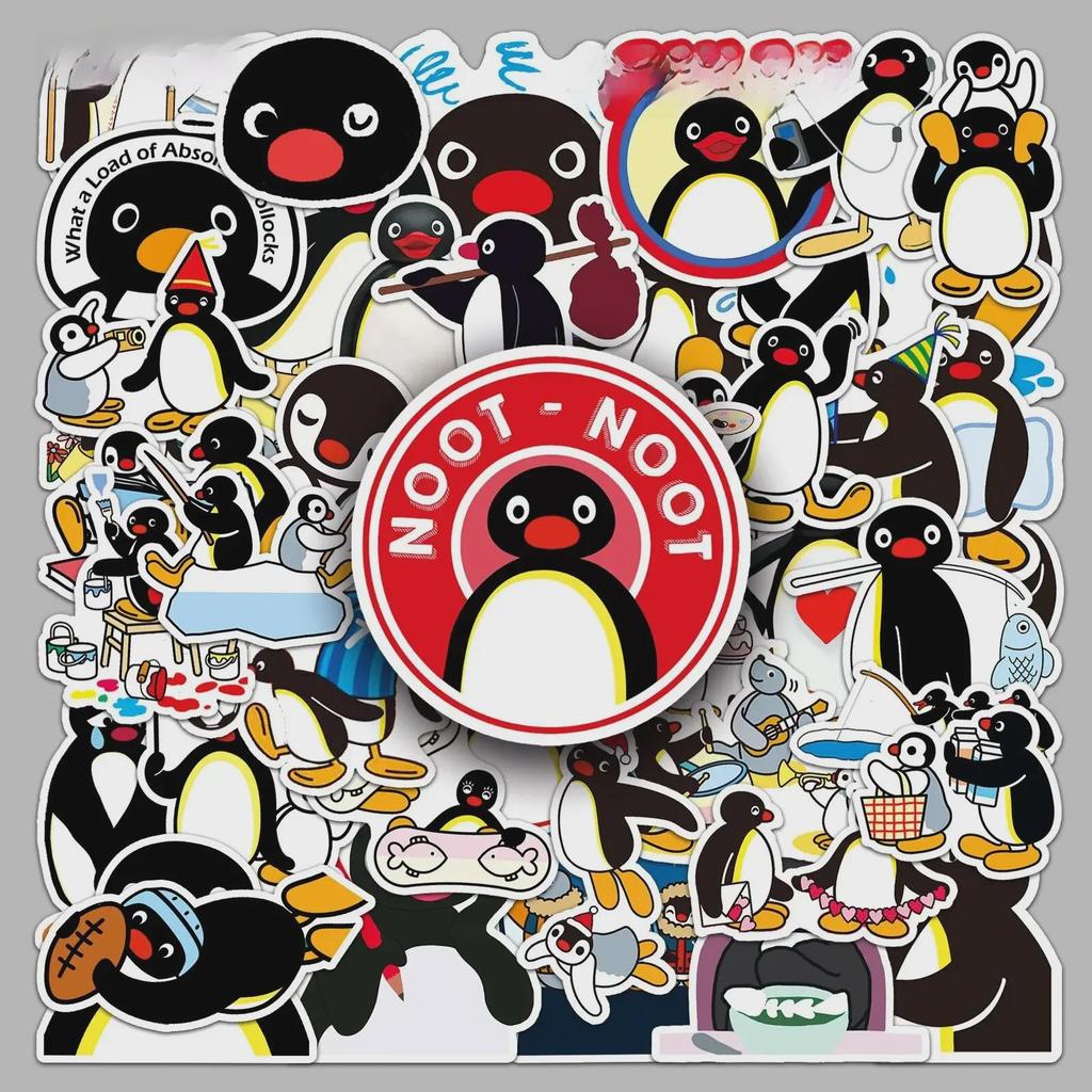 50 Autocolante Drăguțe Impermeabile cu Desene Animate cu Familie de Pinguini pentru Telefoane, Bagaje și Calculatoare