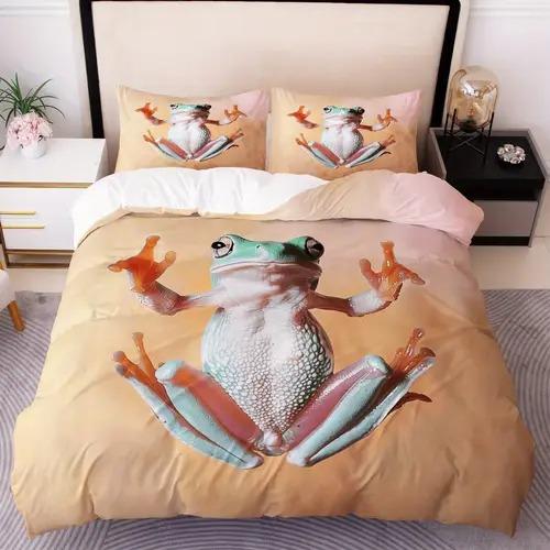 Frog Duvet Cover Duvet Cover With Frog Pattern Suitable For Children Boys Girls And Adults Warm Soft And Comfortable Breathable