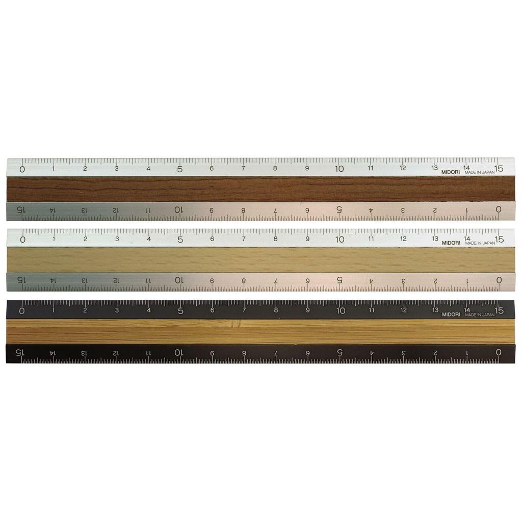 DESIGNPHIL MIDORI Aluminum Wood 42270006 & Ruler, 15cm, Black,