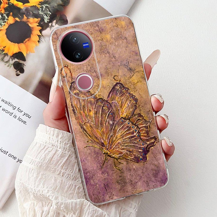 For Vivo V50 Case V2427 Phone Case 2025 New Fashion Butterfly Silicone Soft Cover For Vivo V50 Lite VivoV50 5G Shockproof Bumper