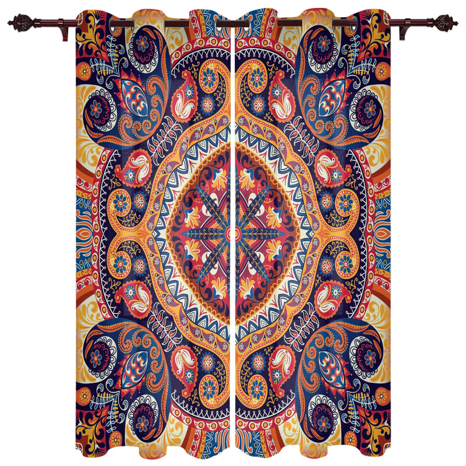 

Этнический племенной геометрический узор занавески для окна для гостиной спальни роскошный домашний декор для кухни предметы шторы 135W x 60H(cm)