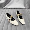 Scarpe Basse Singole Punta Quadrata Bocca Bassa Tacco Basso Moda Autunno Nuove Cinturino Metallico a Scorrimento Suola Morbida Antiscivolo Scarpe Basse