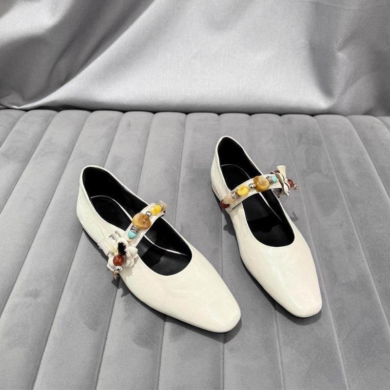 Scarpe Basse Singole Punta Quadrata Bocca Bassa Tacco Basso Moda Autunno Nuove Cinturino Metallico a Scorrimento Suola Morbida Antiscivolo Scarpe Basse