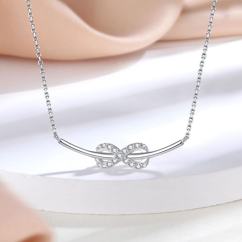 Accessories New 925 Sterling Silver Love Infinite Necklace Women's Niche Design Personalized Bow Neck Chain ins