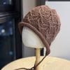 Slit Ear Protection Woolen Hat Twist Knitted Hat Women's Autumn and Winter Hat Fashionable and Versatile Trendy Confinement Hat