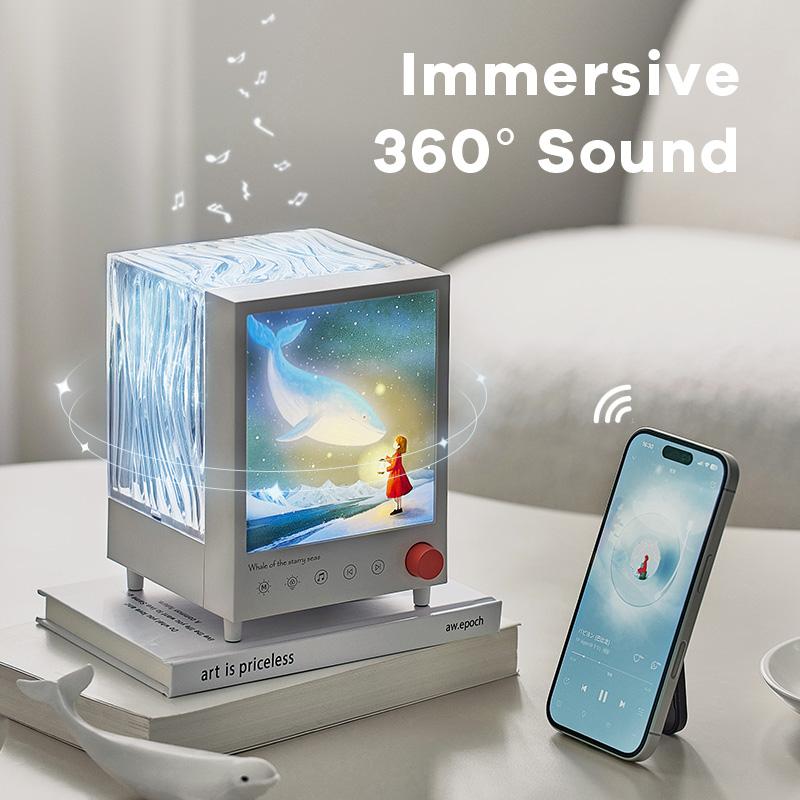 Aurora Projector Table Night Light With 3D Surround Sound Bluetooth Speaker White Noise Table Decoration Lamp For Christmas Gift