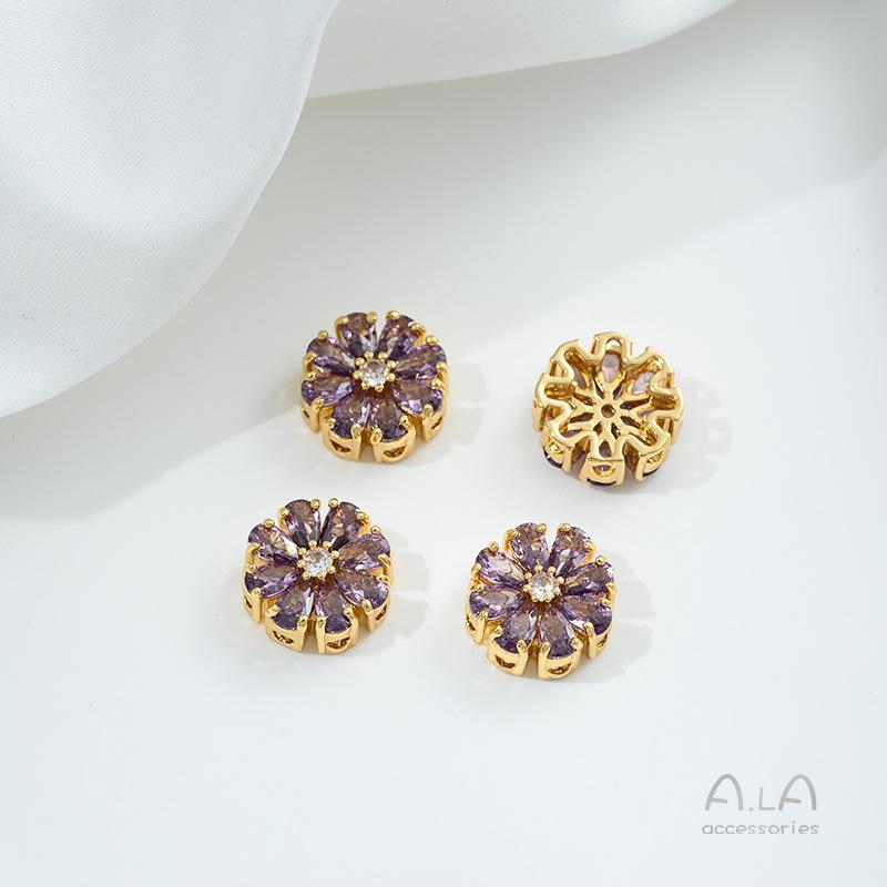 

Намистини-роздільники з цирконію у формі метелика, конюшини, квітки сакури, наповнені 14-каратним золотом, для DIY перлинних прикрас