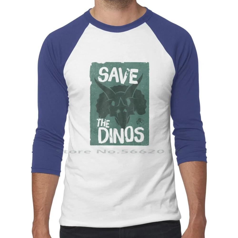 Worlldd Save The Dinos Distressed Poster T Shirt 100% Cotton Fifthsuntshirt 2020fifthsun Triceratops Save Dinos Distressed Short